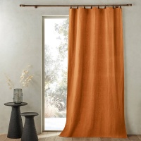 Штора Из льна на подкладке с кожаными шлевками Private 140 x 350 см бежевый AM.PM  фото, kupilegko.ru